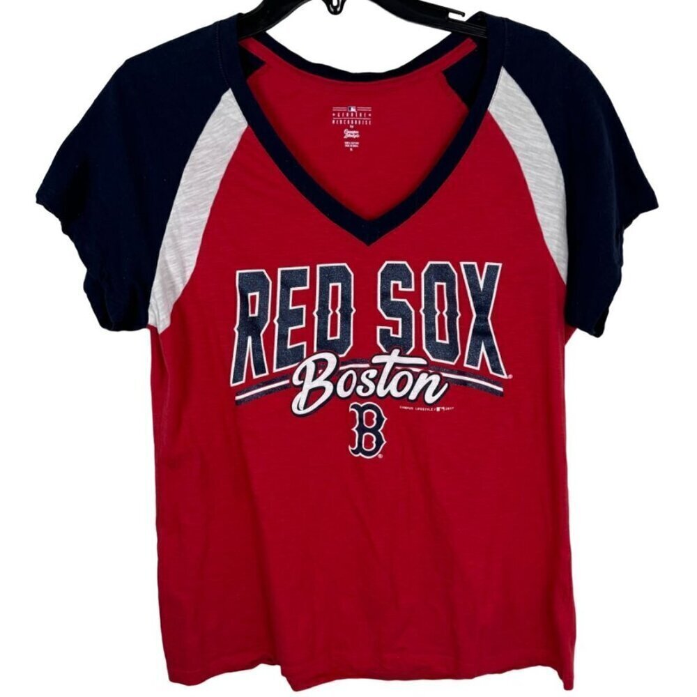 Campus Lifestyle MLB Boston Red Sox Cotton T Shirt Glitter Women's Size XL EUC